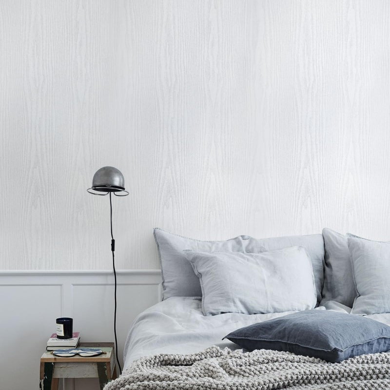 Abyssaly ï»¿White Contact Paper 15.7" X 118",Peel and Stick Waterproof Vinyl Wallpaper Without Passing Through The Primary Colors,White Real Wood Grain Wallpaper for Cabinets Kitchen Furniture - Image 3